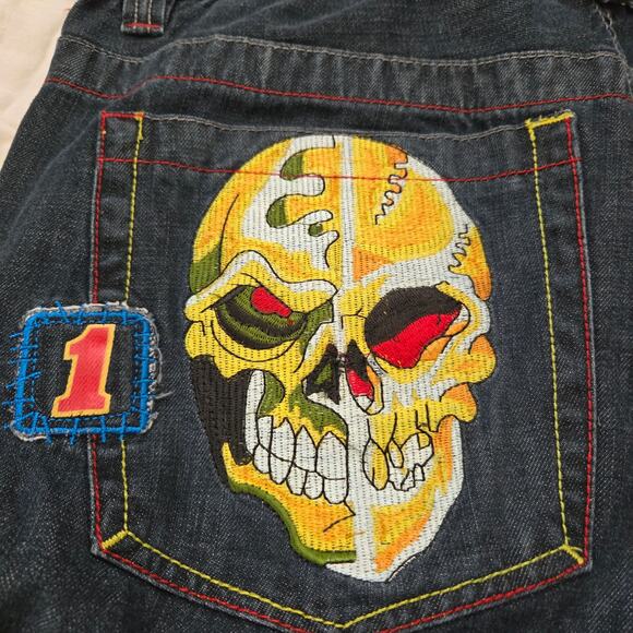 Vtg Pepe Jeans Mens Size 36x33 HTF Skull Live Free Dark Wash Y2K Hip-Hop - Picture 13 of 15
